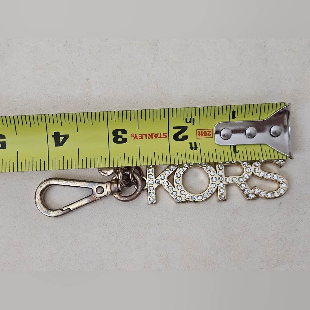 Michael Kors Gold Pave Crystal KORS Logo Bag Charm/Keychain 4"L - Picture 5 of 8